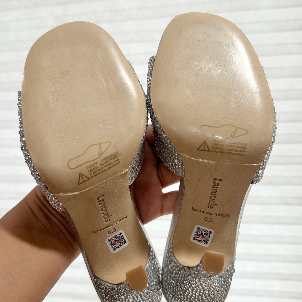 🌹LARROUDE🌹 Colette Crystal Mule In Gray Suede Size: 6.5 - Picture 13 of 13